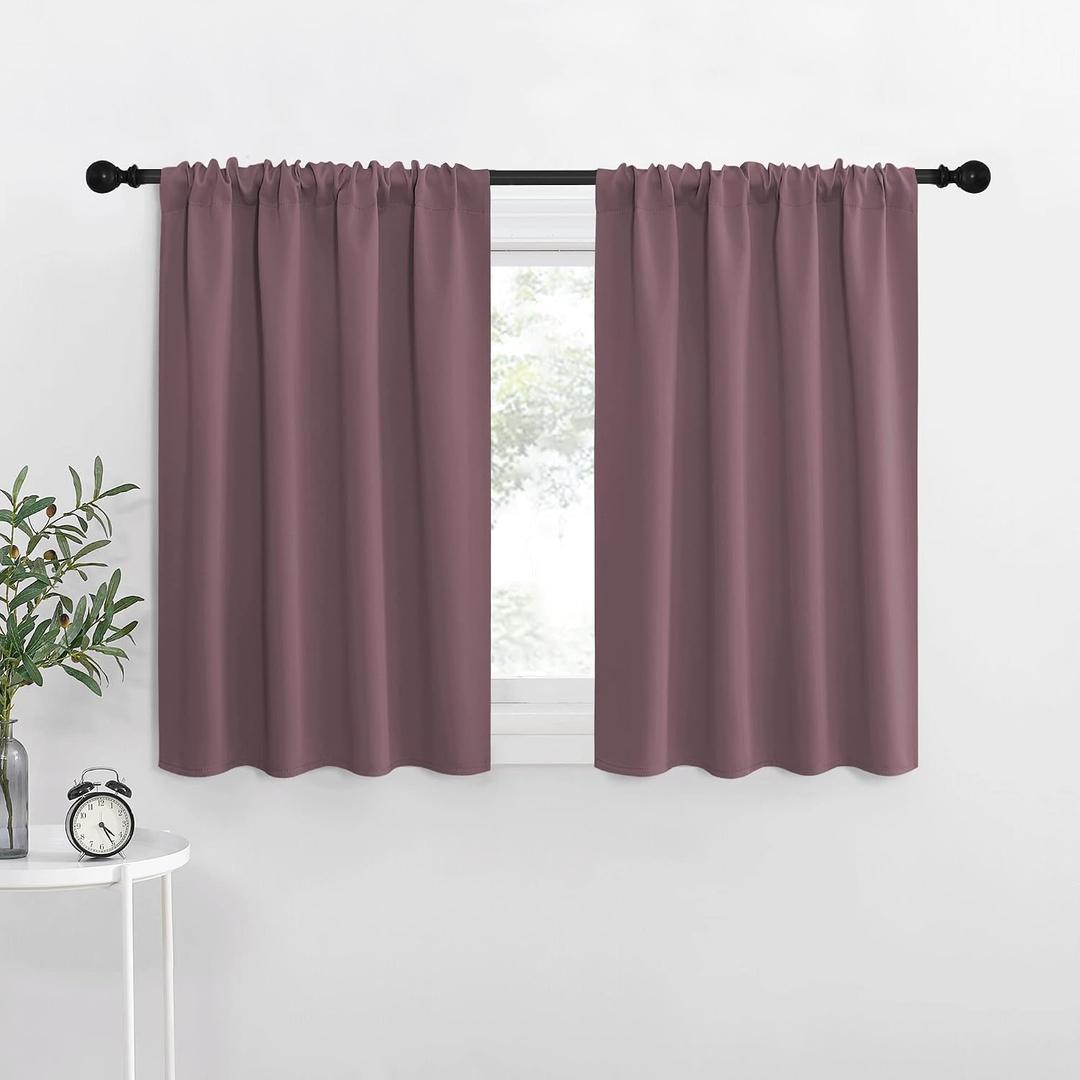 NICETOWN Kitchen Curtains, Short Blackout Curtains & Drapes, Small Window Draperies for Dining Room, Cupboard (Dry Rose, 42" W by 36" L, Set of 2)