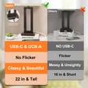 Seealle 22" Tall Living Room Lamps for Night Stands - Touch Bedside Lamp with USB C+A, 3 Way Dimmable Bedroom Lamps for End Tables Set of 2, Modern Night Stand Lamp(Beige&Wood-Like)