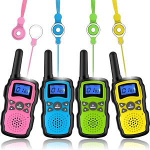 Wishouse Walkie Talkies for Kids 4 Pack,Family Walky Talky Adults Children Radio Long Range,Outdoor Camping Fun Toys Birthday Present Xmas Gifts for 4 5 6 7 8 Year Old Girls Boys No Battery No Charger (Pink Blue Green Yellow)
