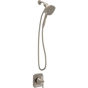 Moen Ronan Spot Resist Brushed Nickel Single-Handle Modern Shower Faucet with Square Handheld Rain Shower Spray Head Featuring Magnetix, Valve Included, 82023SRN