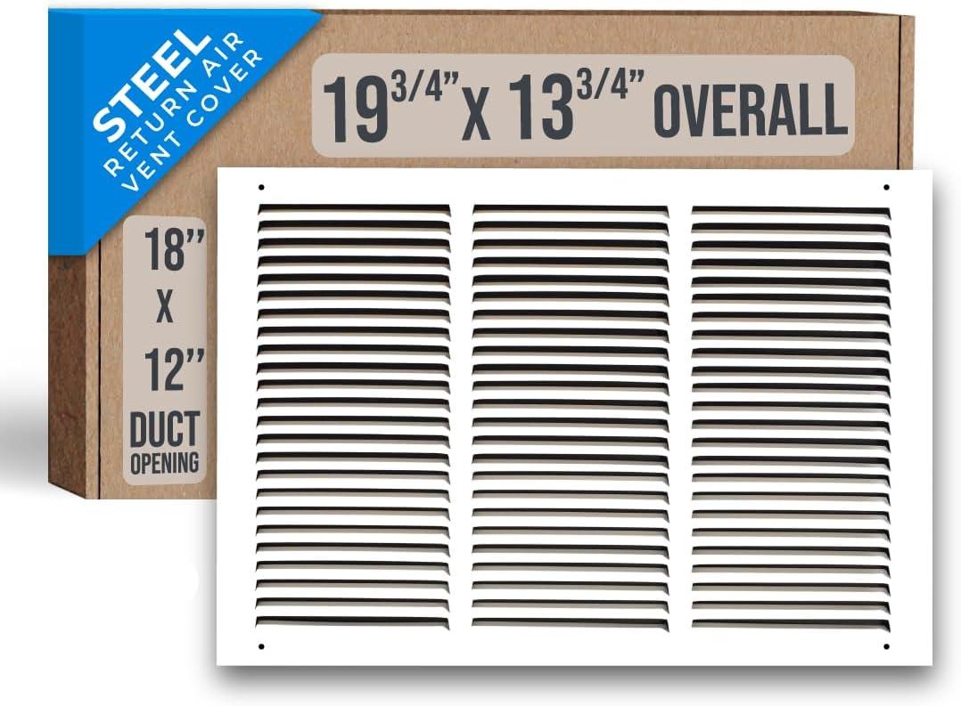 Fits 18x12 Duct Opening | Steel Return Air Grille by Handua | Vent Cover Grill for Sidewall and Ceiling | White | HVAC Cold Air Intake Grille | Outer Dimensions: 19.75"W X 13.75"H