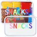 2 Pack Snack Bag Clear Hard Zipper Case Hard Plastic Zipper Pouches Travel Makeup Bag Snack Plastic Storage Organizer Box Transparent Cases for Women Travel Summer Vacation