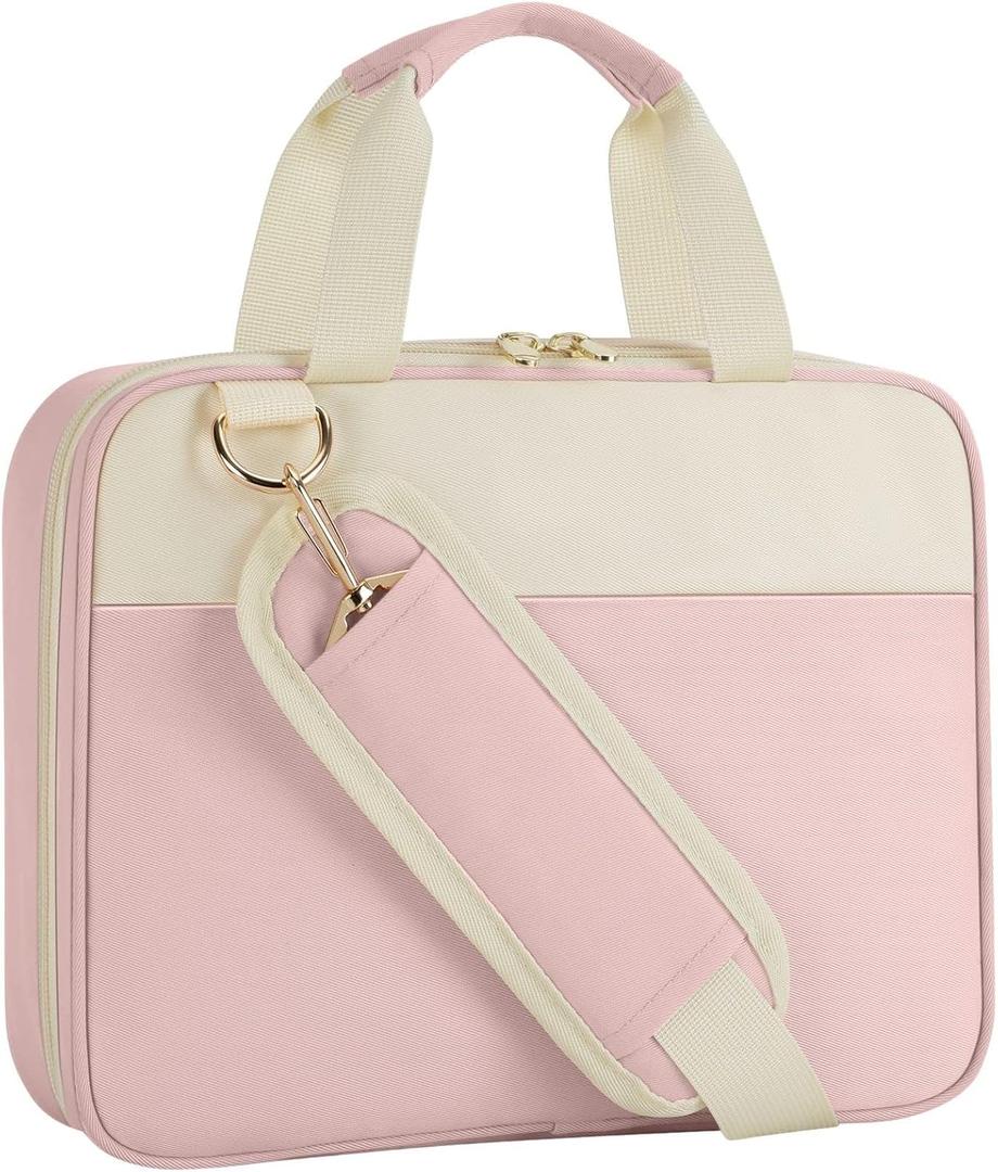 CASIRENA Bible Covers for Women - Large Size Bible Carrying Case, Church Bible Bag with Padded Handle, Adjustable Shoulder Strap, and Zippered Pockets, Perfect Gifts for Church ReligiousPINK