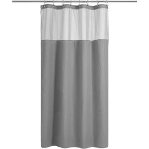 N&Y HOME 48 Inch Waffle Weave Shower Curtain with Snap-in Fabric Liner & 12 Metal Hooks Set - 48" x 72" Shower Stall Size, Hotel Style & Mesh Top Window, Machine Washable - Gray, 48x72
