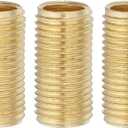 PATIKIL 1/4IP Standard Thread Brass Lamp Pipe Nipple, 5 Pcs 25mm/ 1" Length Hollow Tube Adapter Coupler Connector Pipe Fitting Hardware DIY Repair Part for Lamp Lights