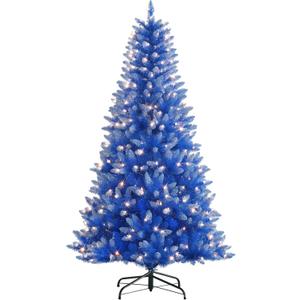 Puleo International Pre-Lit 6.5' Artificial Christmas Tree with 300 Lights, Blue Puleo International Pre-Lit 6.5' Artificial Christmas Tree with 300 Lights, Blue