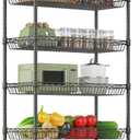 Himimi 6 Tier Rolling Storage Cart, Metal Wire Basket Rack with Wheels, Adjustable Storage Shelves Organizer Shelf for Kitchen Pantry Garage Laundry Room Bathroom, 30" W X 13.5" D X 63" H, Black