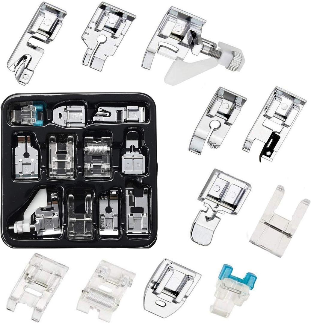 Presser Feet Set 11Pcs Snap On Sewing Machine Foot for Brother Singer Janome Babylock Kenmore Low Shank Sewing Machine Use