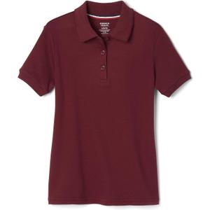 French Toast Girls' Short Sleeve Picot Collar Polo School Uniform Shirt (Standard and Plus) (Red)