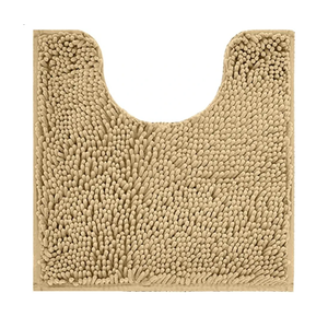 Reyox Chenille Bath Mat, Toilet Rugs U Shaped, Soft Plush Bath Bathroom Rug, Absorbent Shaggy Bathroom Contour Rug Apricot 20x23