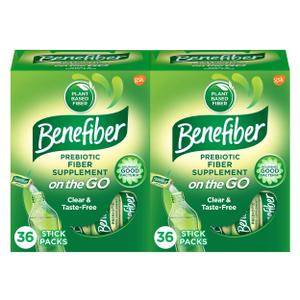 Benefiber On The Go Prebiotic Fiber Supplement Powder for Digestive Health, Daily Fiber, Unflavored Stick Packs - 36 Sticks (Pack of 2) By 05/2026