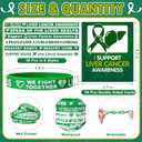 60 Pcs/30 Sets Liver Cancer Awareness Silicone Wristbands with Cards Include 30 Green Ribbon Wristband 30 Liver Cancer Awareness Cards for Men Women Teen Campaign Support Charity Supplies