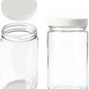 JARMING COLLECTIONS 32oz Extra Wide Mouth Glass Storage Jar with BPA-Free Plastic Lid Quart Size Airtight Mason Jar for Kitchen, Pantry, and Food Storage (Set of 2)