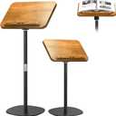 NAMON Floor Book Stand for Reading, 100% Solid Wood, Height Adjustable from 16.5" to 51", Floor Reading Stand with Page Clip for Cookbooks, Sheet Music, Projector (Without T-Shaped) (Non-wheeled)