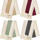 4 Pieces Boho Table Runner with Tassels Rustic Farmhouse Table Runner Macrame Burlap Table Decoration for Bohemian Kitchen Dining Table Living Room Bedroom Farmhouse Home Decor12x72 Inches