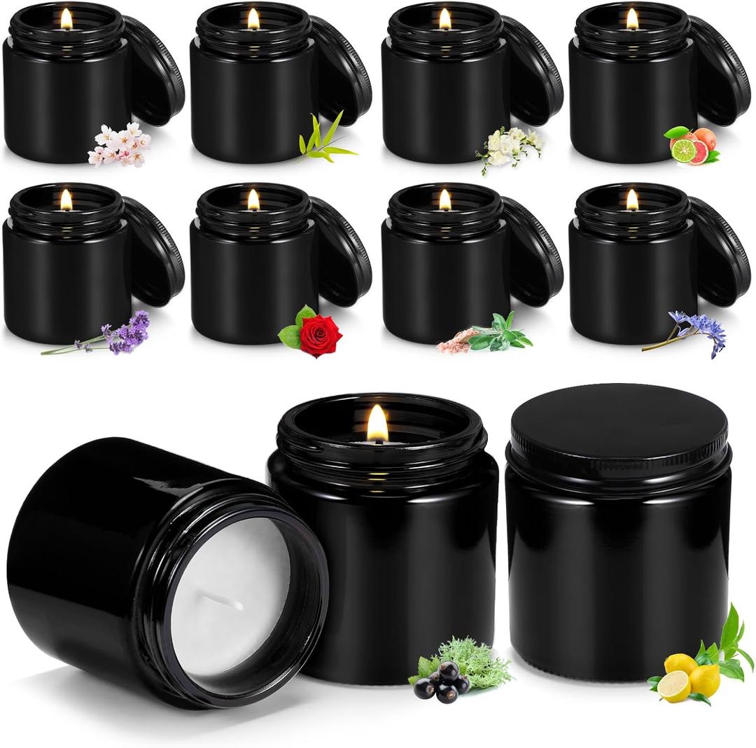 Yexiya 50 Pcs Mini Mason Jar Candles 3.5oz Scented Small Jars Candles in Bulk 10 Fragrances Relief Aromatherapy Candles Gifts Set for Wedding Bridal Baby Shower Party Favors Birthday Gifts(Black)
