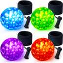 ArtCreativity LED Orbit Wrist Balls  Set of 4 Light Up Toys with Elastic Strings  Fun Outdoor Glow Ball Game, Great for Birthday Goodie Bags, Classroom Rewards, Backyard Play for Kids Ages 3+