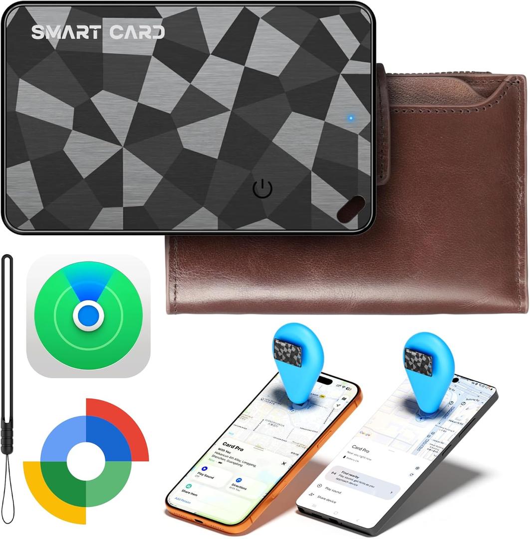 Wallet Tracker Card for iOS & Android, 6-13 Year Battery Ultra-Thin Bluetooth Smart Card, Credit Card Size Smart GPS for Wallet Passport, Works with Apple Find My & Google Find Hub, Wireless Charging