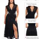 Popilush Women's Lace Formal Cocktail Sleeveless V Neck Maxi Shapewear Dress Wedding Guest Mother of Bride Split Dresses (Black, L)