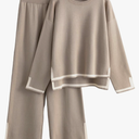 Tanming Women's 2 Piece Outfits Long Sleeve Knit Sweater Top Wide Leg Pants Lounge Sets Tracksuits. Size XS