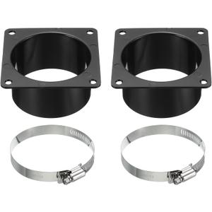 PATIKIL 3" Duct Connector Flange, 2 Pack Dryer Vent Wall Plate Square to Round Straight with Clamp for Air Heating Cooling Ventilation Exhaust Fan, Black