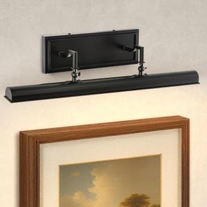 BELS Picture Light for Wall, 24 Inch Black Wall Light Hardwire, Warm Light 2700K, 270 Rotatable, E12 Base, 3-Light Picture Frame Lights for Painting, Living Room, Bedroom(Exclude Bulb)