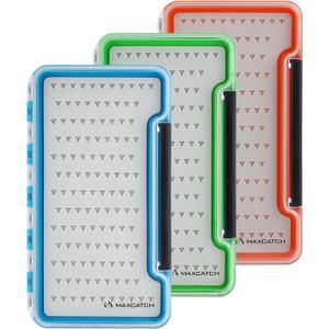 Maxcatch 3-PACK Fly Fishing Boxes Set, Super Slim Design, Waterproof Flies Storage Case with Silicone Insert, Blue, Green & Orange (Assorted Colors)