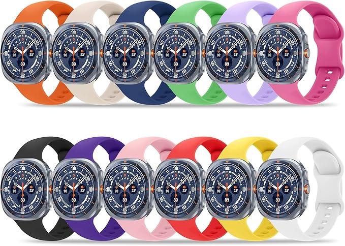 12 Pack Bands Compatible with Samsung Galaxy Watch 8 40mm 44mm/Galaxy Watch 8 Classic 46mm/Galaxy Watch Ultra 47mm Band for Women Men, No Gap Soft Silicone Sport Breathable Replacement Strap