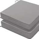 Favoyard Patio Chair Cushions 22 x 22 x 3 Inch Waterproof Outdoor Seat Cushions for Patio Furniture 3-Year Color Fastness Garden Sofa Couch Chair Pads with Handle & Adjustable Straps Set of 2, Grey