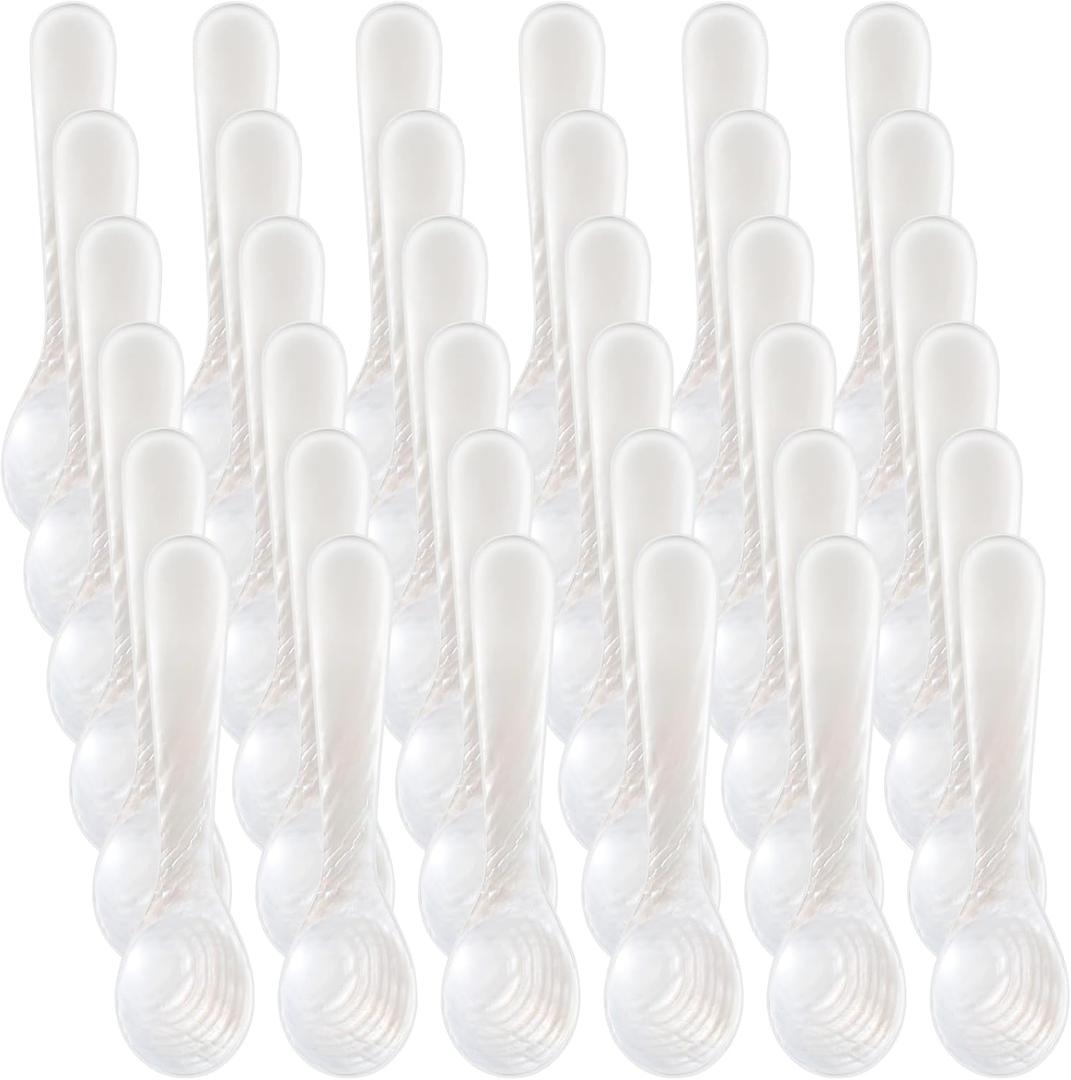 Patelai 40 Pieces Set of Caviar Spoons Mother of Pearl Spoons with Handcraft Round Handle for Caviar, Egg, Ice Cream, Coffee, Kitchen, Restaurant Serving for Christmas Favors (8cm/3.15 Inch)