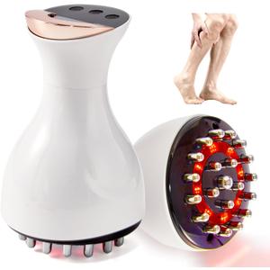 Leg Massager for Circulation and Pain Relief, Lymphatic Drainage & Varicose Veins Support - Calf, Foot & Knee Massager with SoothingPulse, Heat, Light & Vibration - White