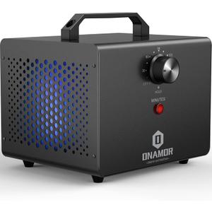 ONAMOR Ozone Generator 77000mg, Ozone Machine Ionizer O3 Deodorizer for Home, Basement, Smoke, and Pet Room (Eliminating Odors Area up to 4000 Square Feet, All Metallic Black)