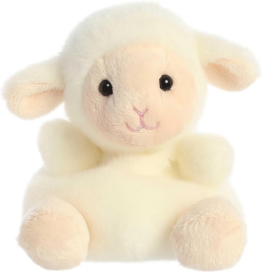 Aurora Adorable Palm Pals Woolly Lamb Stuffed Animal - Fun Collectible Plush for Kids and Adult Collectors - Perfect for Decorating Rooms and Birthday Gifts - White 4.5 Inches