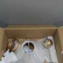 VANZARLA Modern Gold Linear Chandelier for Kitchen Island, 2Light Linear Light Fixture with OffWhite Fabric Shade, Rustic Pendant Light for Dining Room