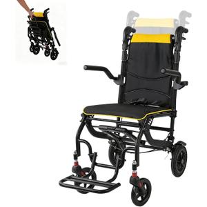 Transport Wheelchairs Lightweight Foldable Only 19lb,Transport Chair with Telescopic Handle,Adjustable Backrest Height,Honeycomb Rear Wheels,Bold Tube,Transport Chair for Seniors, Up to 220lbs