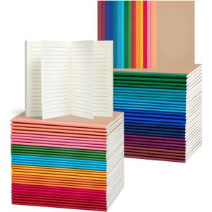 60 Pack Mini Pocket Lined Notebook Bulk, 3.5x5.5 Kraft Cover with Rainbow Spines, Journals Bulk, 30 Sheets/60 Pages, Small Notebooks for Traveler, Students, School Supplies(Lined-60 pack)
