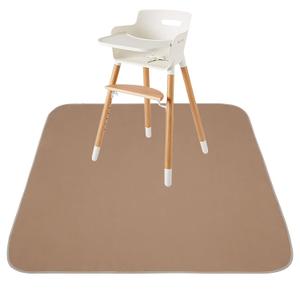 Baby Splat Mat for Under High Chair/Arts/Crafts, Triluby 51" Waterproof Non Slip Food Splash Mat for Eating Mess, Washable Weaning Mat Reusable Spill Floor Protector (Brown)
