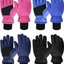 Geyoga 4 Pairs Winter Kids Ski Gloves Boys Girls Windproof Waterproof Warm Snow Gloves for Children Toddler Snowboard (6-10 Years, Novel Style)