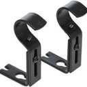 Amazon Basics Adjustable Curtain Rod Wall Bracket Hooks, Set of 3, Black