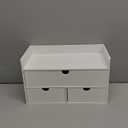 Wisuce Bamboo Desk Organizer - Mini Bamboo Desk Drawer Tabletop Cosmetic Storage Organization for Office or Home White with Shelf