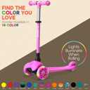 Pink Mini 3 Wheel Scooter for Kids Lean-to-Steer with LED Light-Up Wheels, Adjustable Handlebar, Wide Anti-Slip Deck, Smooth PU Wheels, Rear Foot Brake Toddler Scooter for Ages 2+