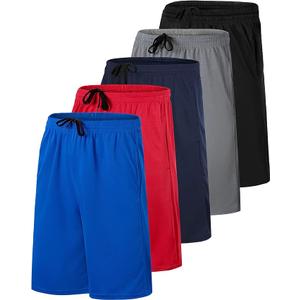 Real Essentials 4 Pack: Boys' Mesh Basketball Athletic Shorts with Pockets – Teen Kids Youth Quick Dry Soccer Running Gym, (X-Large)