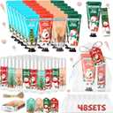 192 Pcs 48 Sets Christmas Hand Cream and Lip Balm Gift Bulk Set,Moisturizing Lip Balm Hand Lotion with Organza Bag Xmas Card, Holiday Birthday Party Favors Stocking Stuffers Gifts for Women Girls