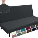 MAXIJIN Futon Cover Slipcover Full Size, 2025 Upgrade Queen Futon Mattress Cover Washable Armless Sofa Couch Covers Stretch Sofa Bed Furniture Protector with Elastic Bottom (Gray) (Diamond Pattern Gray, Futon)