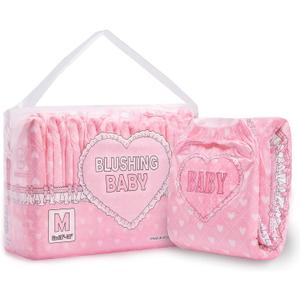 Littleforbig Printed Adult Brief Diapers 10 Pieces - Blushing Baby Pink(M)