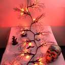 6 Ft 45 LED Willow Vine Twig Decor Black Halloween Garland with Orange Lights, Timer 8 Modes Waterproof Battery Operated Indoor Halloween Decorations for Wall Fireplace Mantle Home Office Party Decor