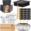 24 Sets 2025 Graduation Gifts Bulk, Class of 2025 Graduation Keychains With Grad Compass Bracelets Bulk Set In Cap Boxes 2025 Graduation Gift for Students, Guests, Graduates