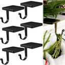 Tandefio 2 Pcs Christmas Stocking Holders for Mantel Heavy Duty Metal Stocking Hooks with Protective Pads for Xmas Fireplace Home (Black)