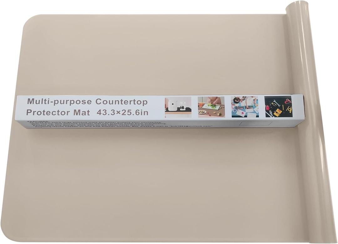KVK 43.325.6in Silicone Mats for Kitchen Counter - Extra Large Silicone Mat Heat Resistant - Glossy Bottom Non Slip - Universal Painting Craft Resin Mat Table Countertop Protector, Camel