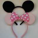 NEWTGAN 20 PCS Mouse Ears Headbands for Birthday Party Theme Park Costume Play Celebration for Boys and Girls (black,pink) (pink black)